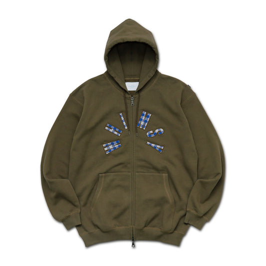 ARCH LOGO ZIP HOODIE KHAKI