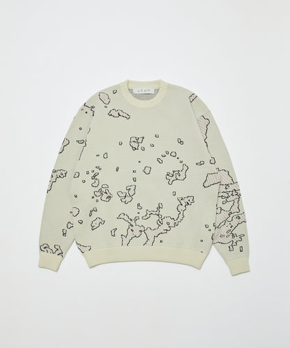 BAL-2166 JACQUARD COTTON CREWNECK SWEATER BONE