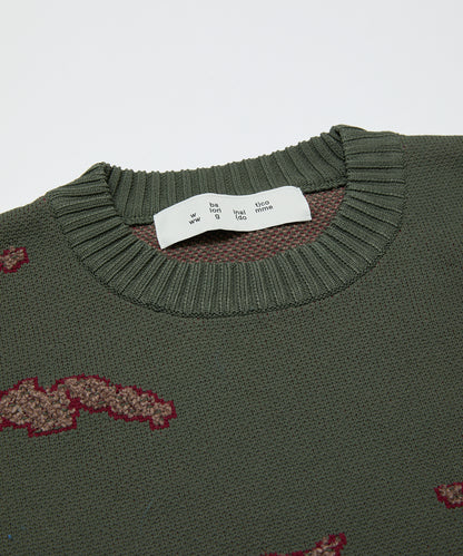 BAL-2166 JACQUARD COTTON CREWNECK SWEATER CHARCOAL