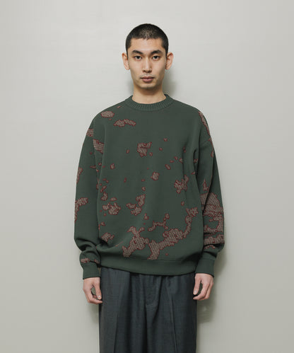 BAL-2166 JACQUARD COTTON CREWNECK SWEATER CHARCOAL