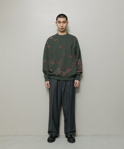 BAL-2166 JACQUARD COTTON CREWNECK SWEATER CHARCOAL