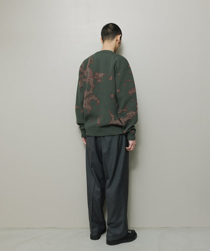 BAL-2166 JACQUARD COTTON CREWNECK SWEATER CHARCOAL