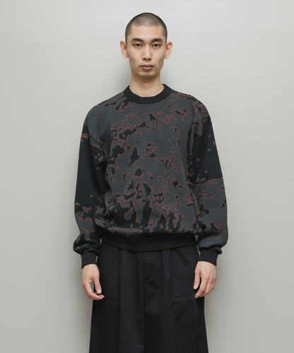 BAL-2192 JACQUARD PATTERN CREWNECK SWEATER BLACK