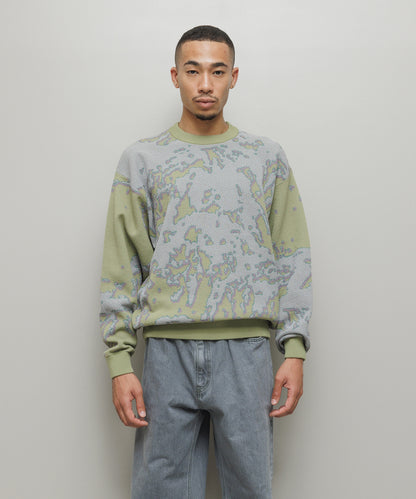 BAL-2192 JACQUARD PATTERN CREWNECK SWEATER SAGE