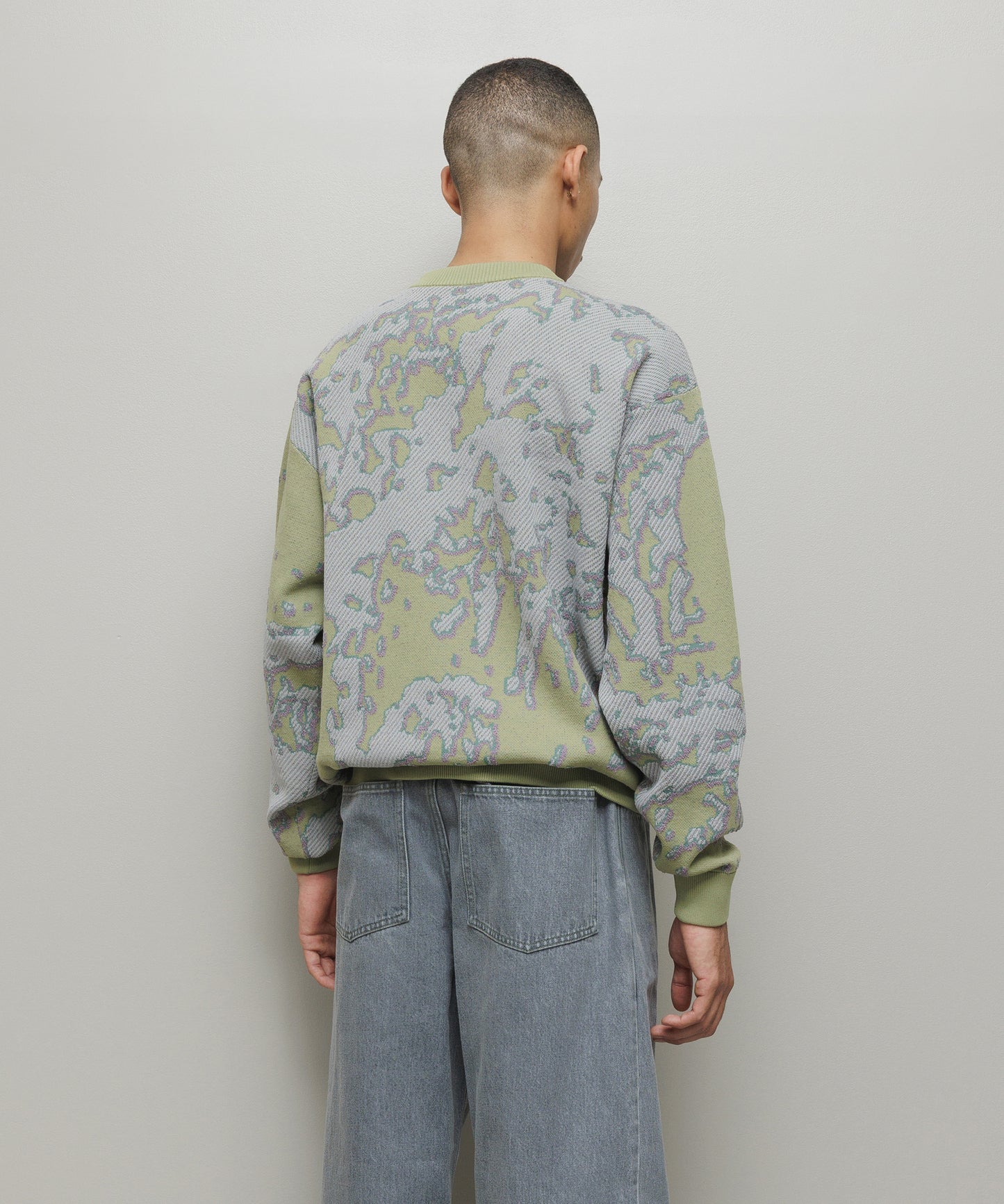BAL-2192 JACQUARD PATTERN CREWNECK SWEATER SAGE