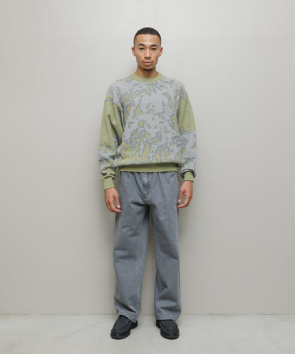 BAL-2192 JACQUARD PATTERN CREWNECK SWEATER SAGE