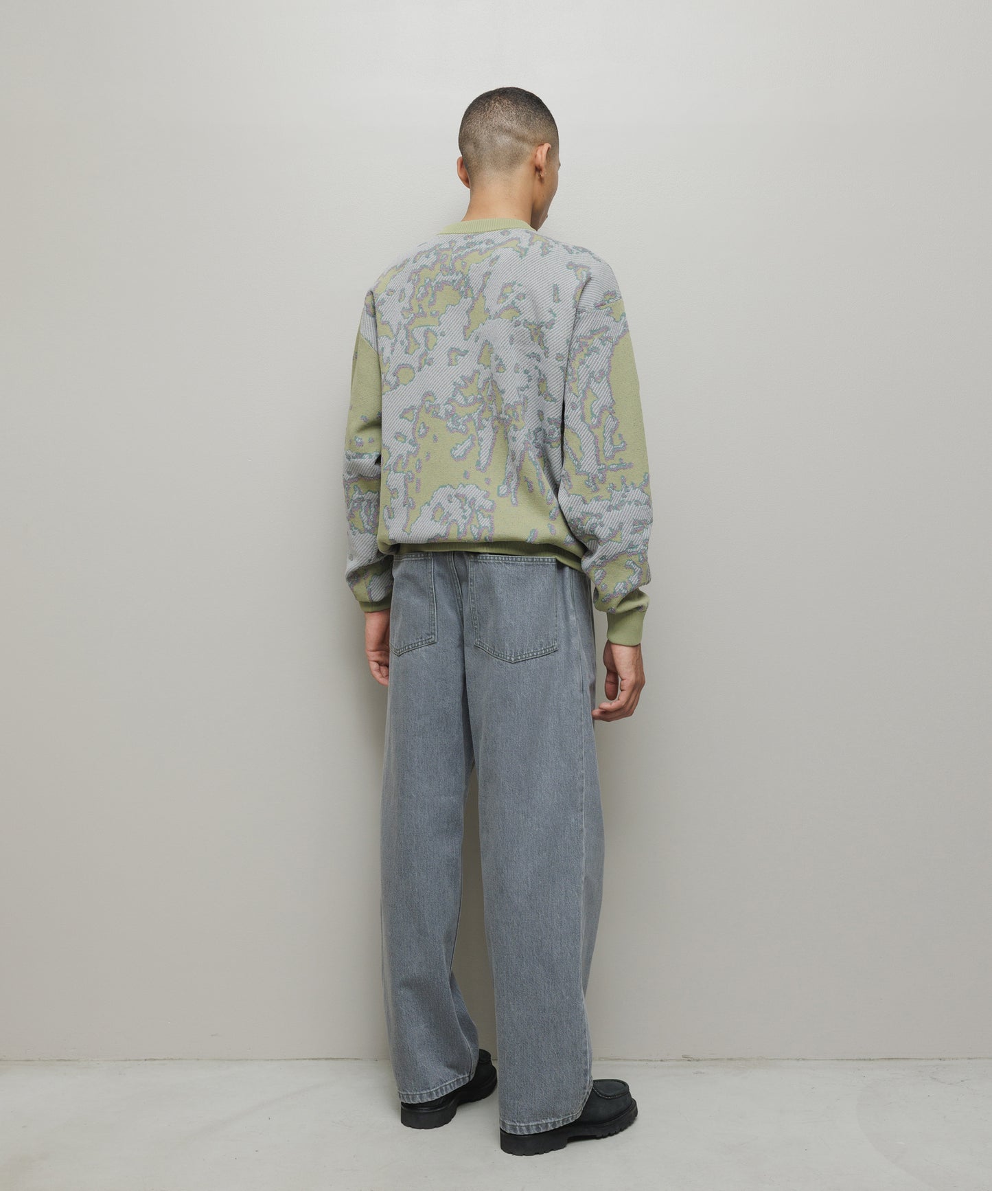 BAL-2192 JACQUARD PATTERN CREWNECK SWEATER SAGE