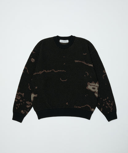 BAL-2220 JACQUARD PATTERN CREWNECK SWEATER BLACK
