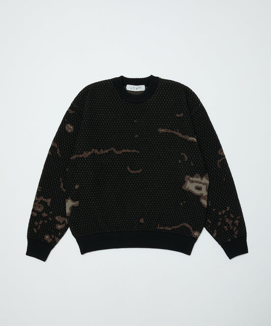 BAL-2220 JACQUARD PATTERN CREWNECK SWEATER BLACK