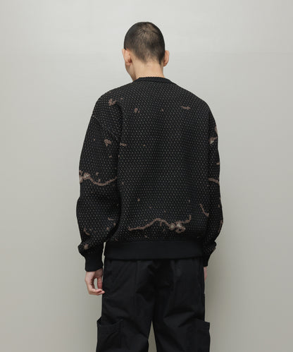 BAL-2220 JACQUARD PATTERN CREWNECK SWEATER BLACK