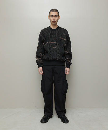 BAL-2220 JACQUARD PATTERN CREWNECK SWEATER BLACK
