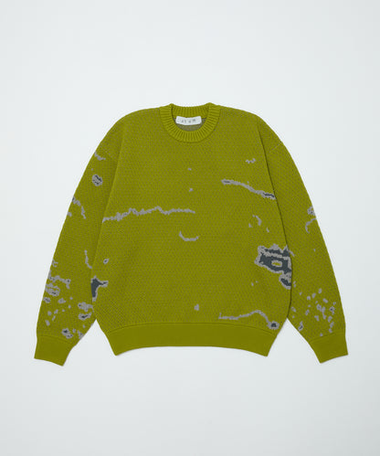 BAL-2220 JACQUARD PATTERN CREWNECK SWEATER PISTACHIO