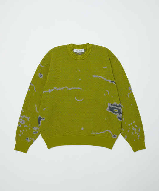 BAL-2220 JACQUARD PATTERN CREWNECK SWEATER PISTACHIO