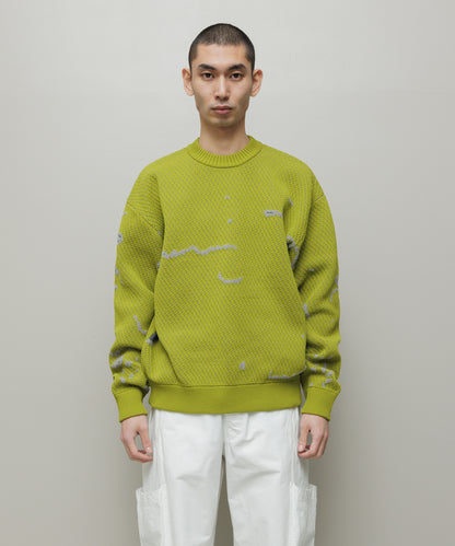 BAL-2220 JACQUARD PATTERN CREWNECK SWEATER PISTACHIO