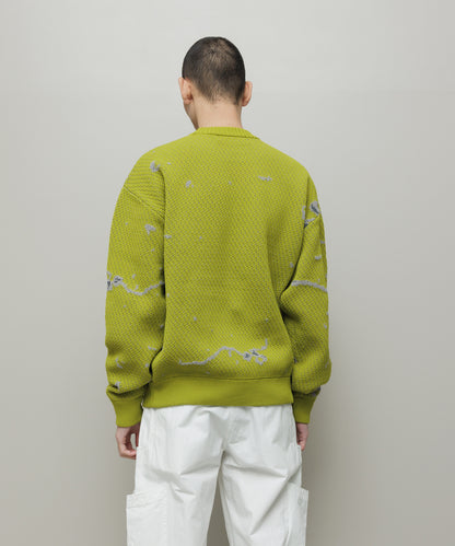 BAL-2220 JACQUARD PATTERN CREWNECK SWEATER PISTACHIO