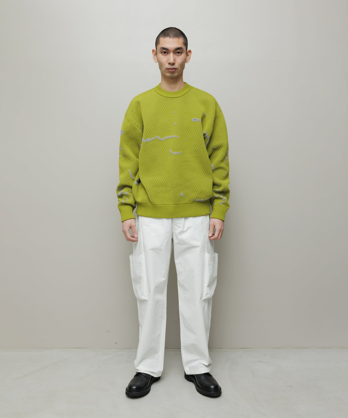 BAL-2220 JACQUARD PATTERN CREWNECK SWEATER PISTACHIO
