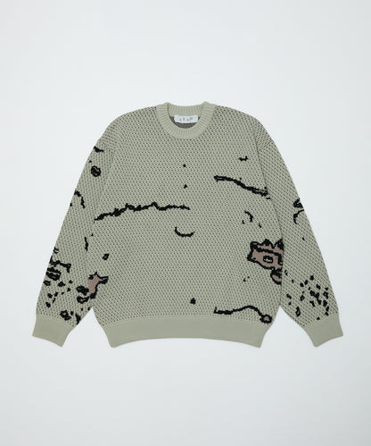 BAL-2220 JACQUARD PATTERN CREWNECK SWEATER STONE BEIGE