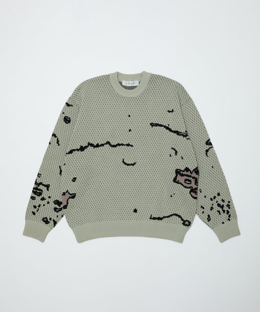 BAL-2220 JACQUARD PATTERN CREWNECK SWEATER STONE BEIGE