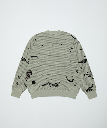 BAL-2220 JACQUARD PATTERN CREWNECK SWEATER STONE BEIGE