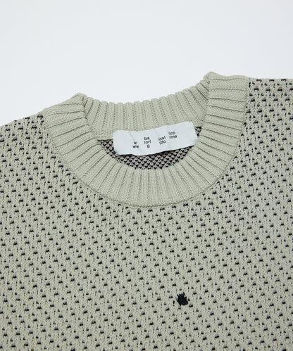 BAL-2220 JACQUARD PATTERN CREWNECK SWEATER STONE BEIGE