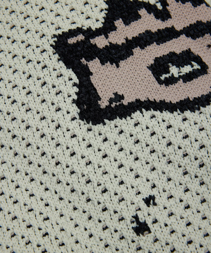 BAL-2220 JACQUARD PATTERN CREWNECK SWEATER STONE BEIGE