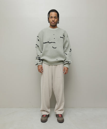 BAL-2220 JACQUARD PATTERN CREWNECK SWEATER STONE BEIGE