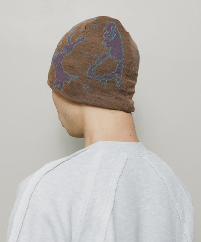 BAL-A-670 JACQUARD SOFT BEANIE HAT DARK BROWN