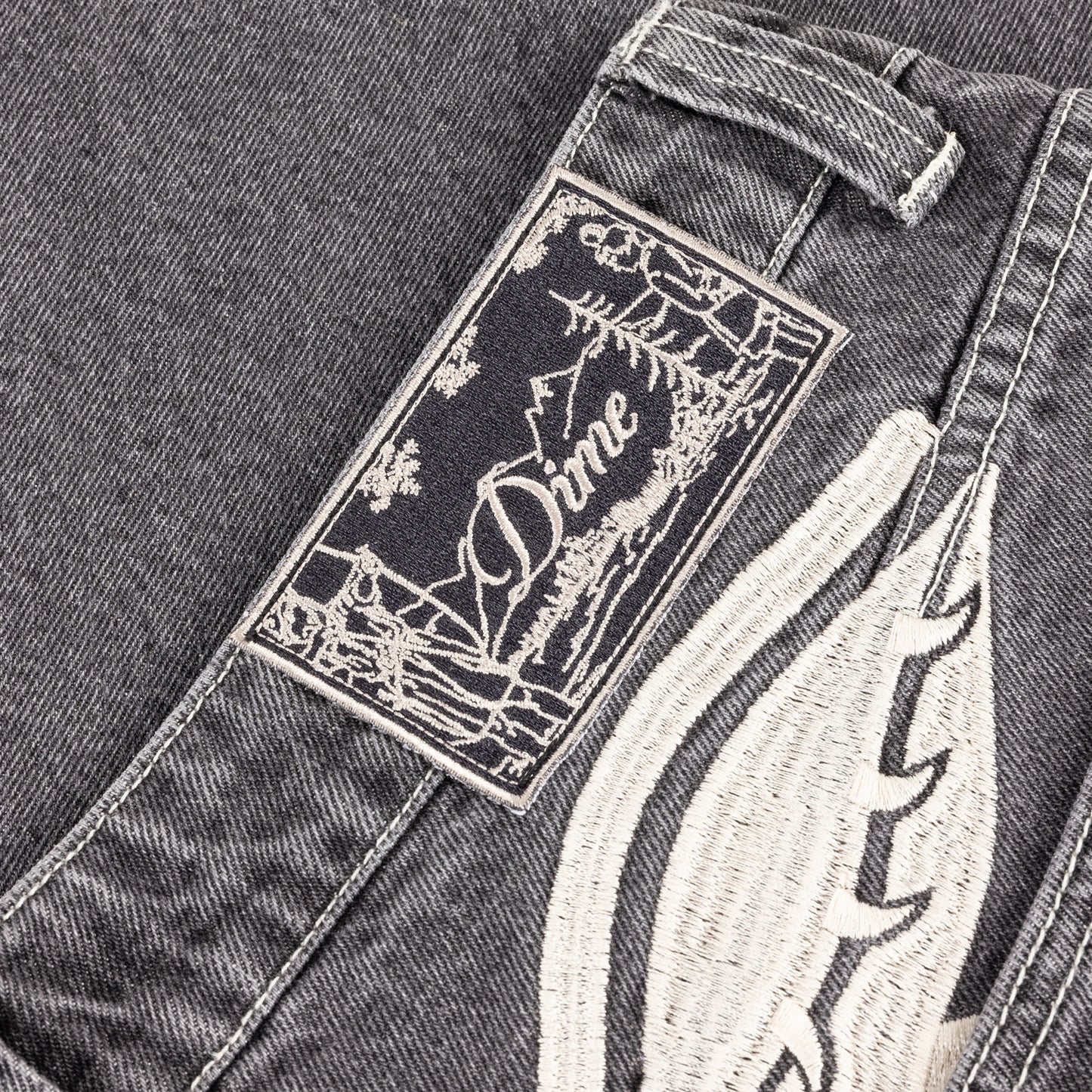 Baggy Wink Denim Pants Faded Black