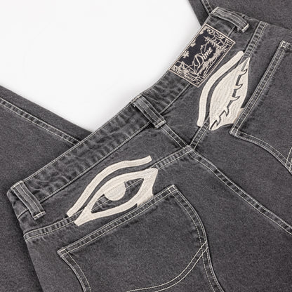 Baggy Wink Denim Pants Faded Black