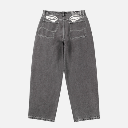 Baggy Wink Denim Pants Faded Black