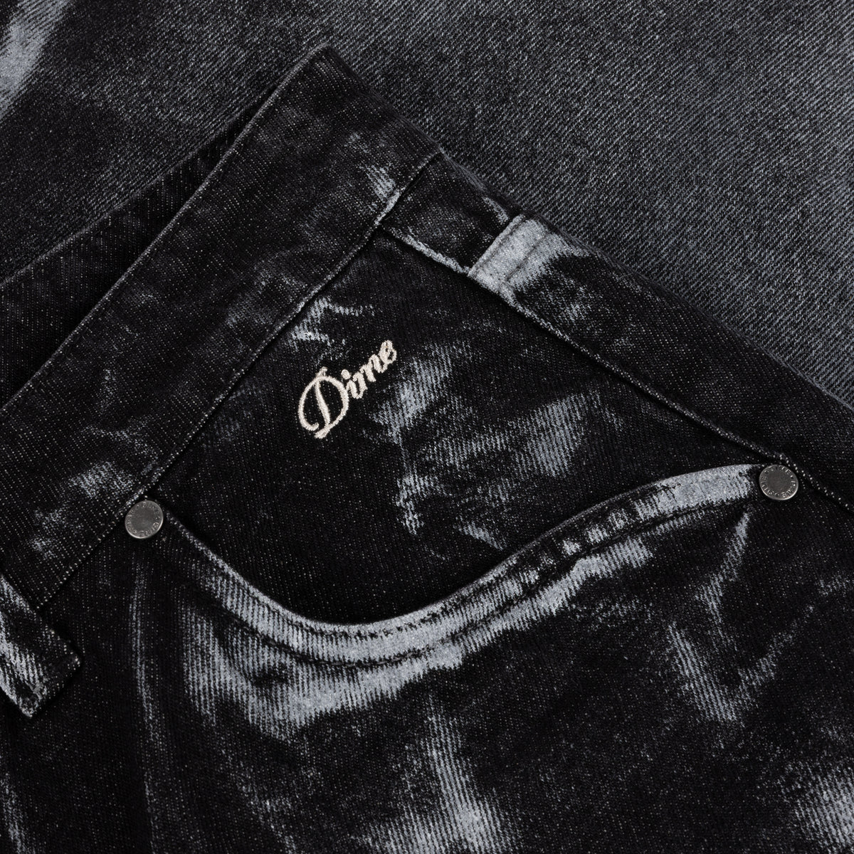 Baggy Denim Pants Black (White Paint)