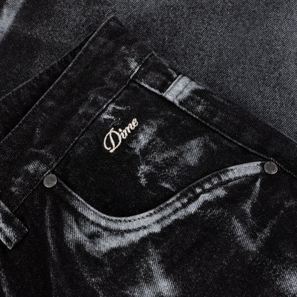 Baggy Denim Pants Black (White Paint)