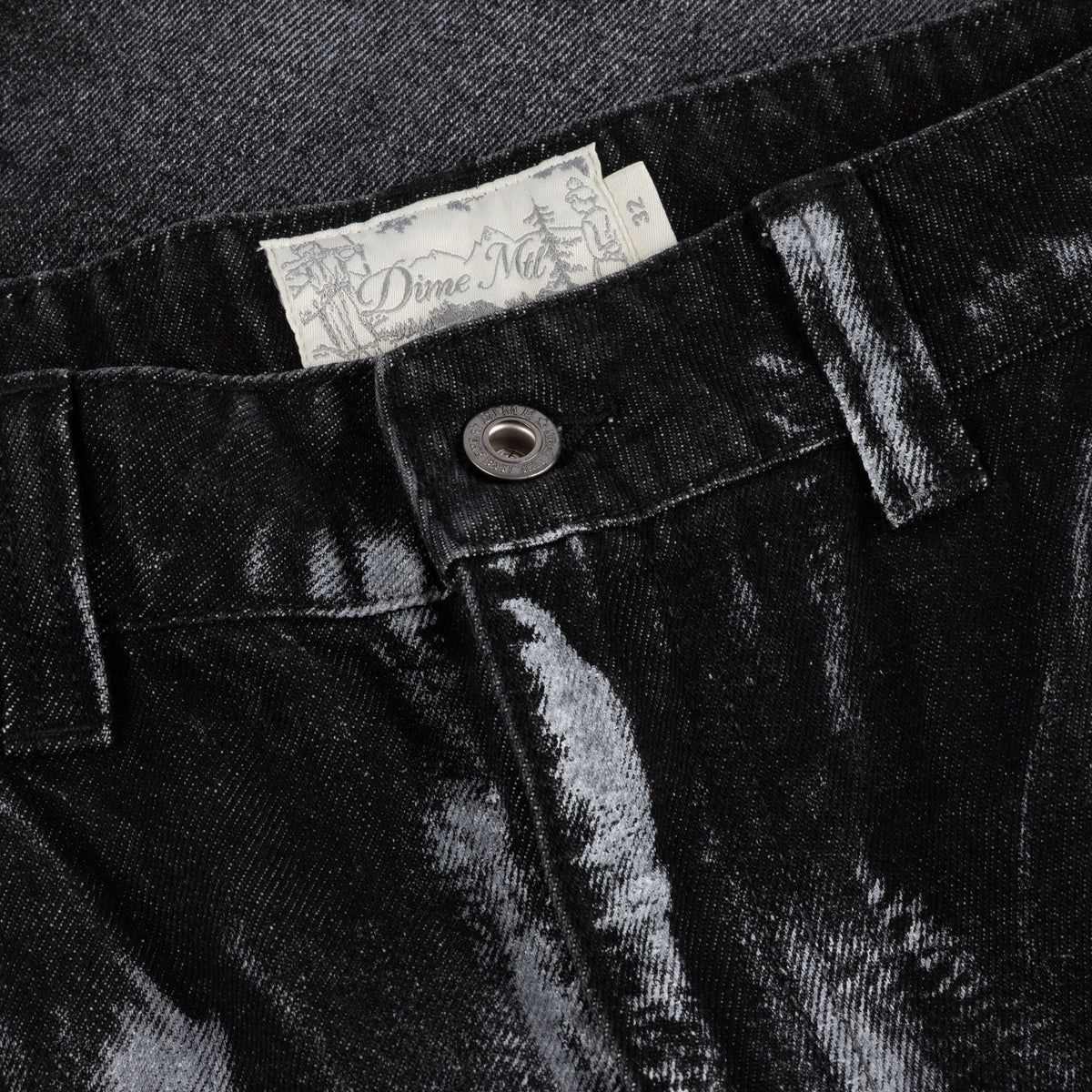 Baggy Denim Pants Black (White Paint)
