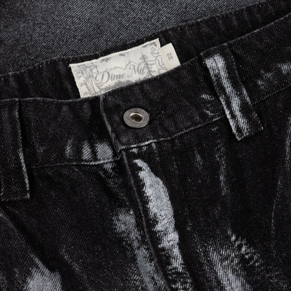 Baggy Denim Pants Black (White Paint)