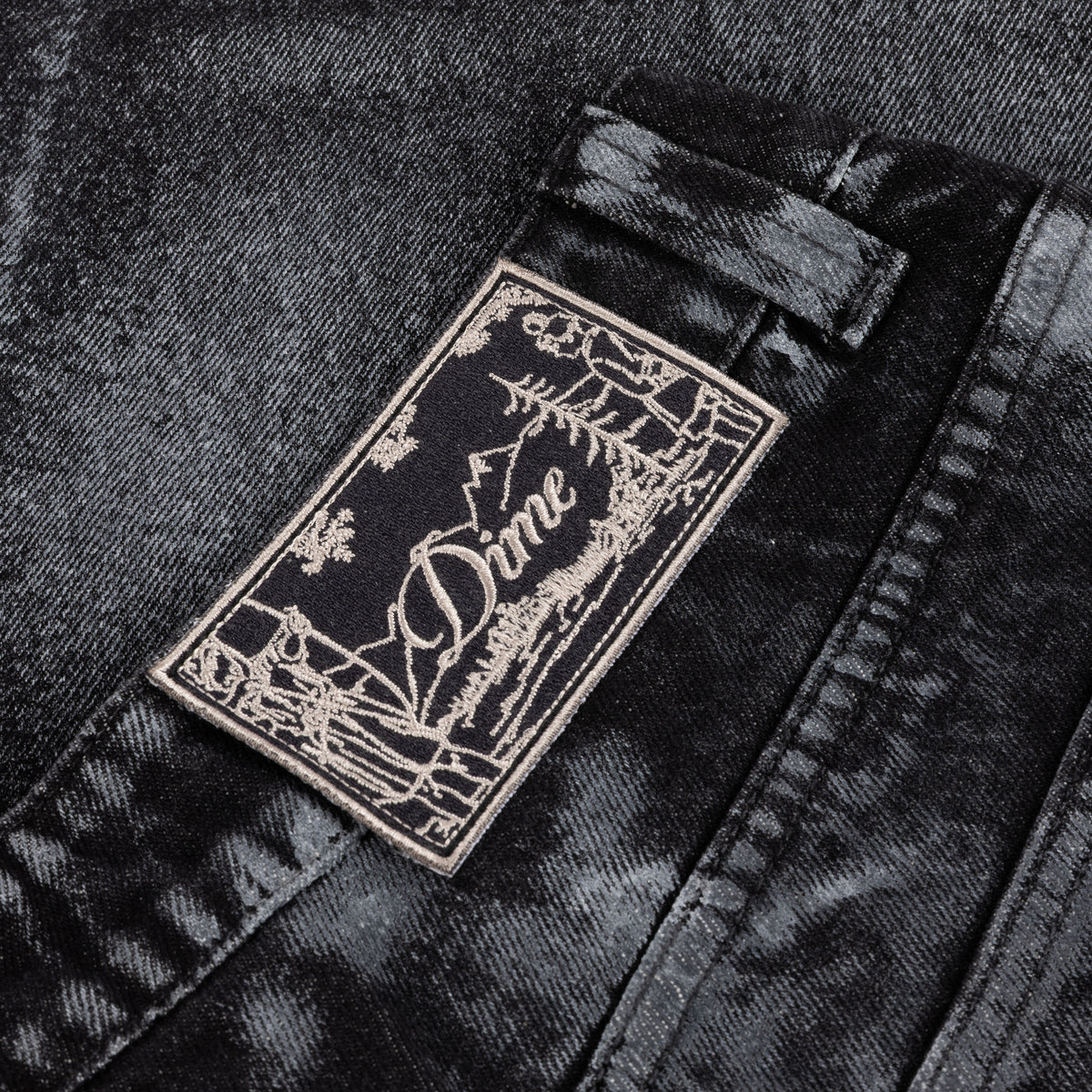 Baggy Denim Pants Black (White Paint)
