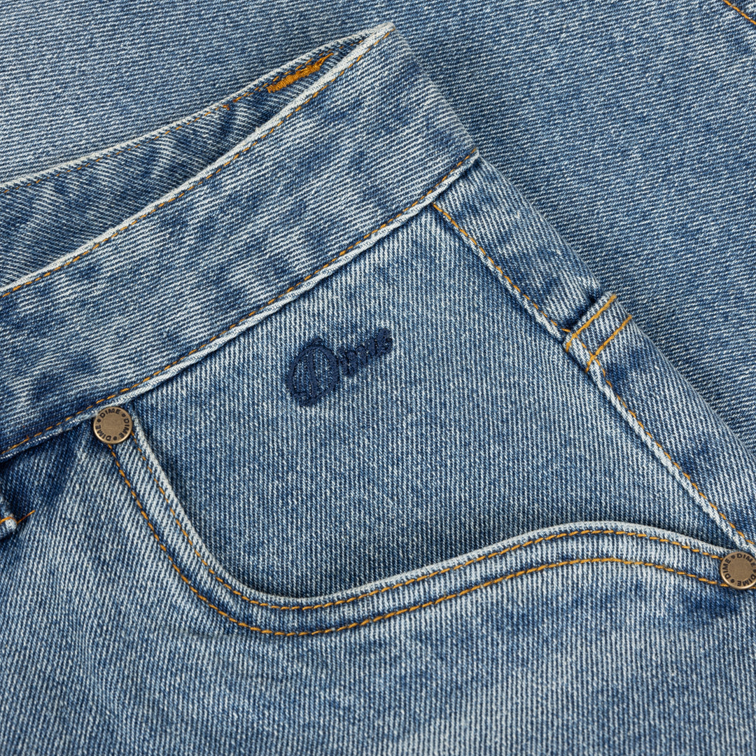 Baggy Denim Pants Sandblasted Indigo