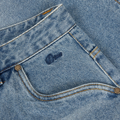 Baggy Denim Pants Sandblasted Indigo
