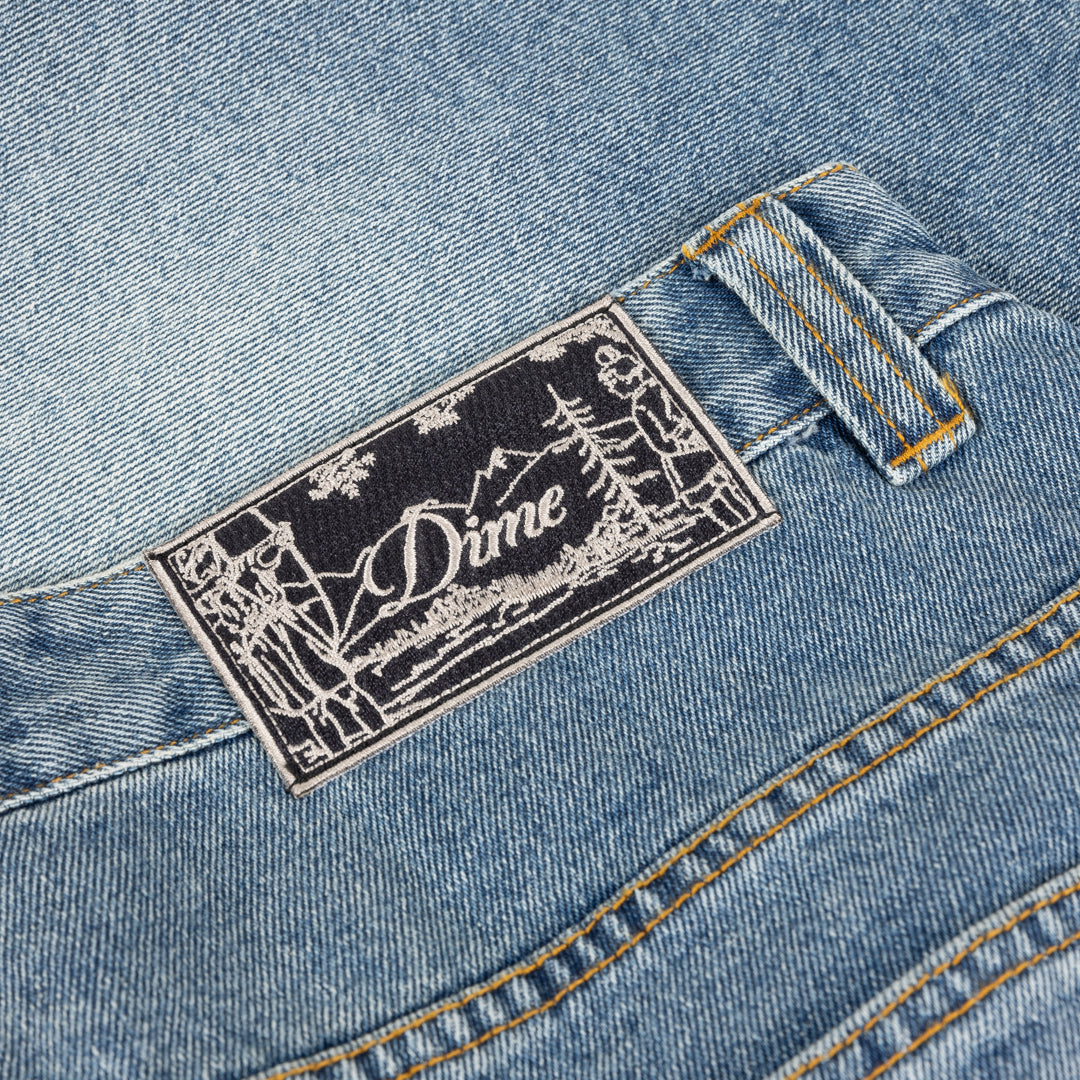 Baggy Denim Pants Sandblasted Indigo