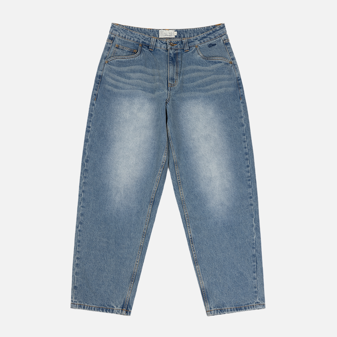 Baggy Denim Pants Sandblasted Indigo