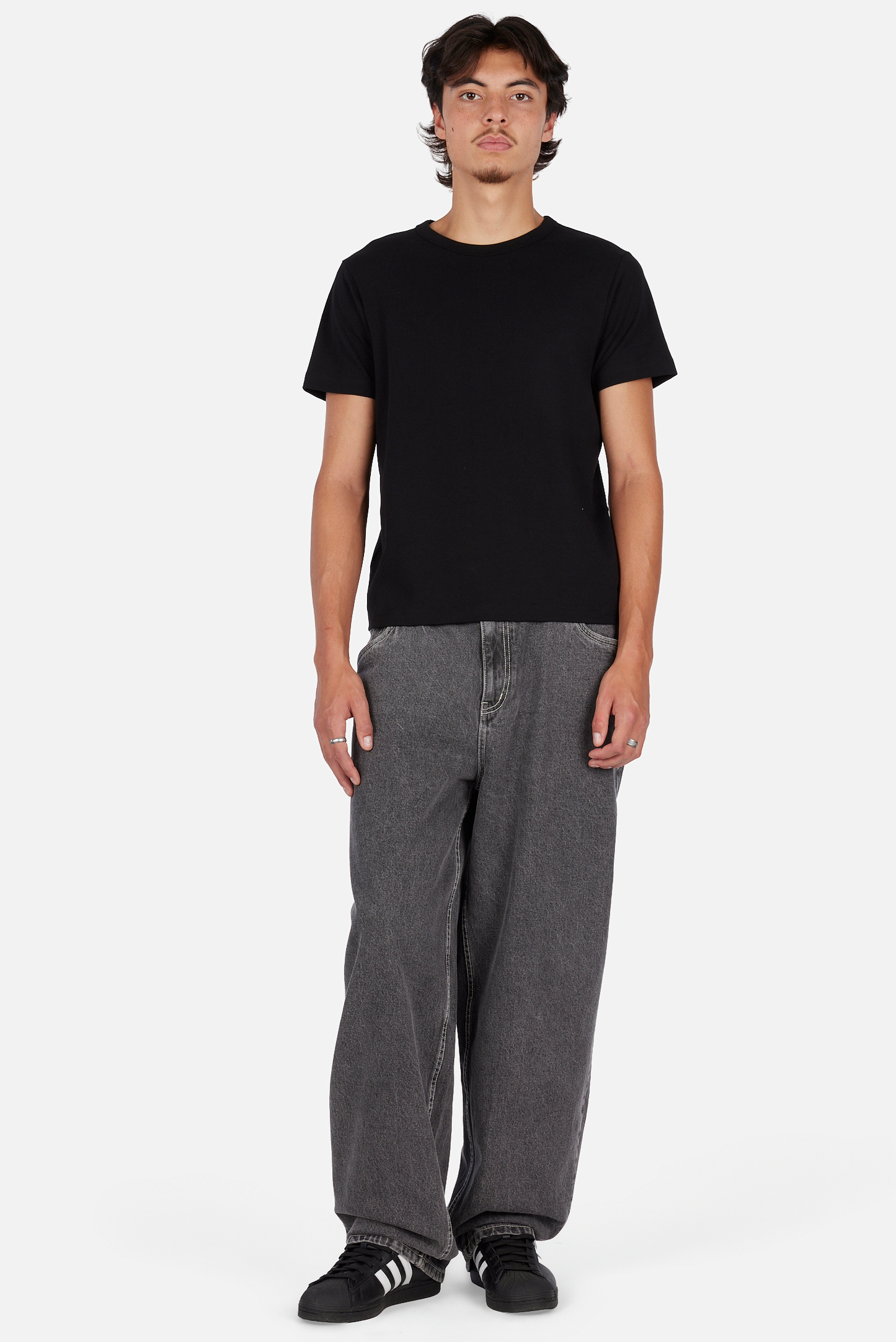 Baggy Wink Denim Pants Faded Black
