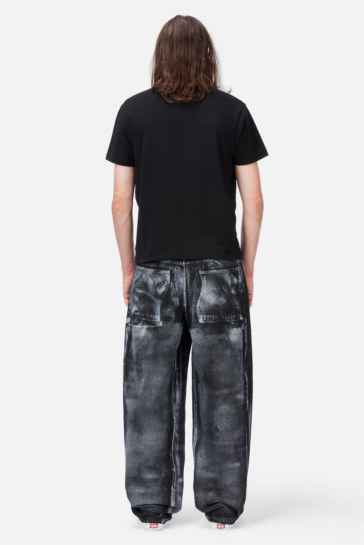 Baggy Denim Pants Black (White Paint)