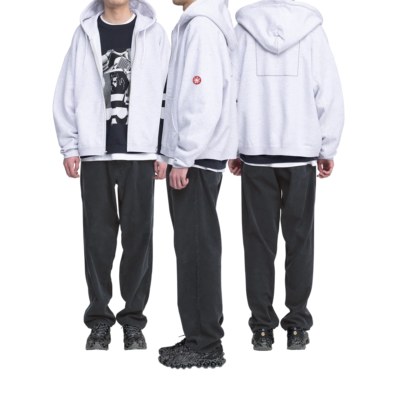CES28CS07 SOLID LOOSE ZIP HOODY GREY