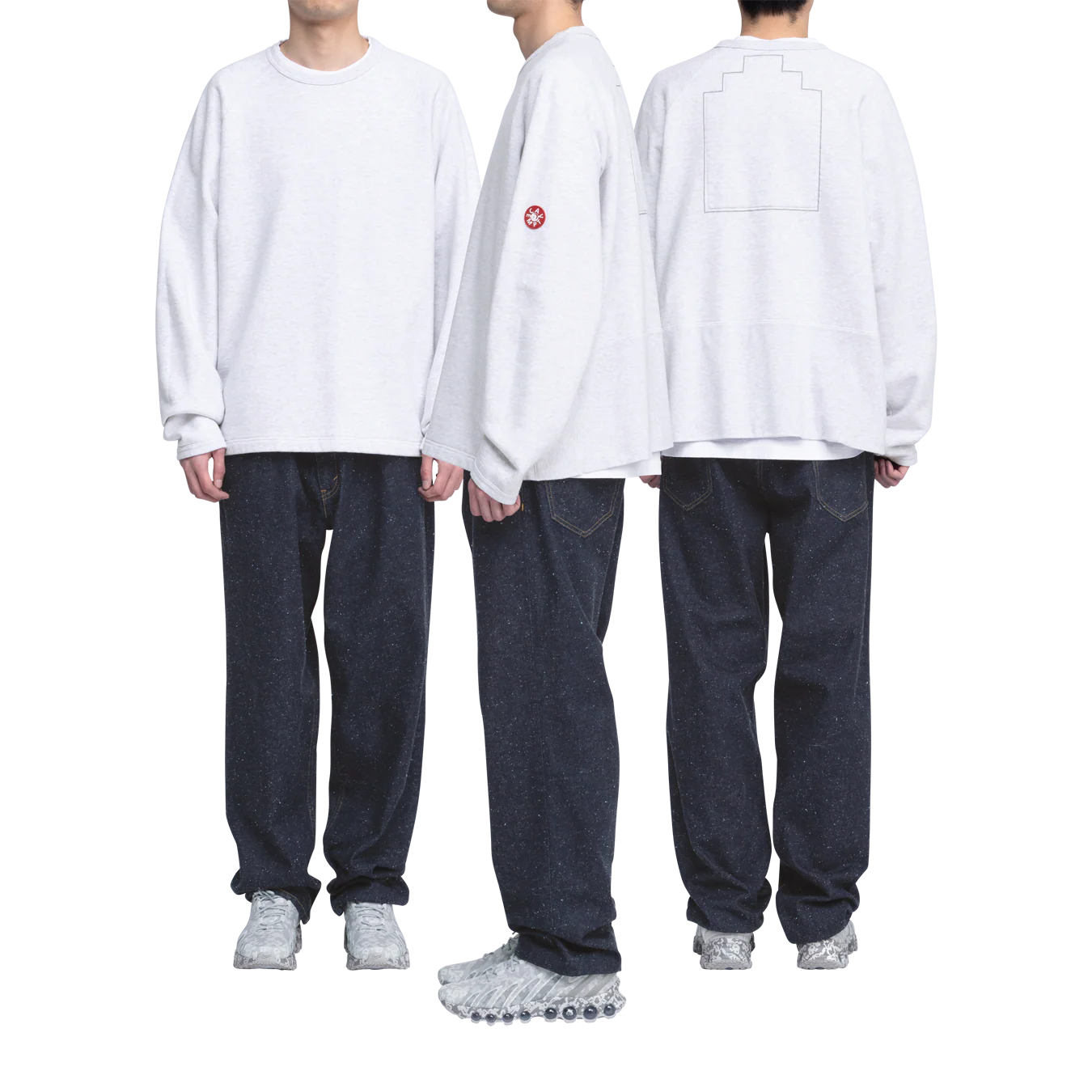 CES28CS06 HALF PANEL RIB CREW NECK GREY