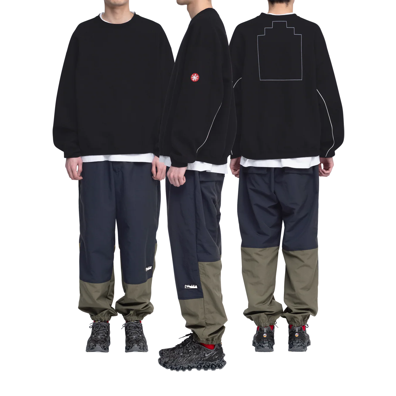 CES28CS12 SOLID LOOSE CREW NECK BLACK