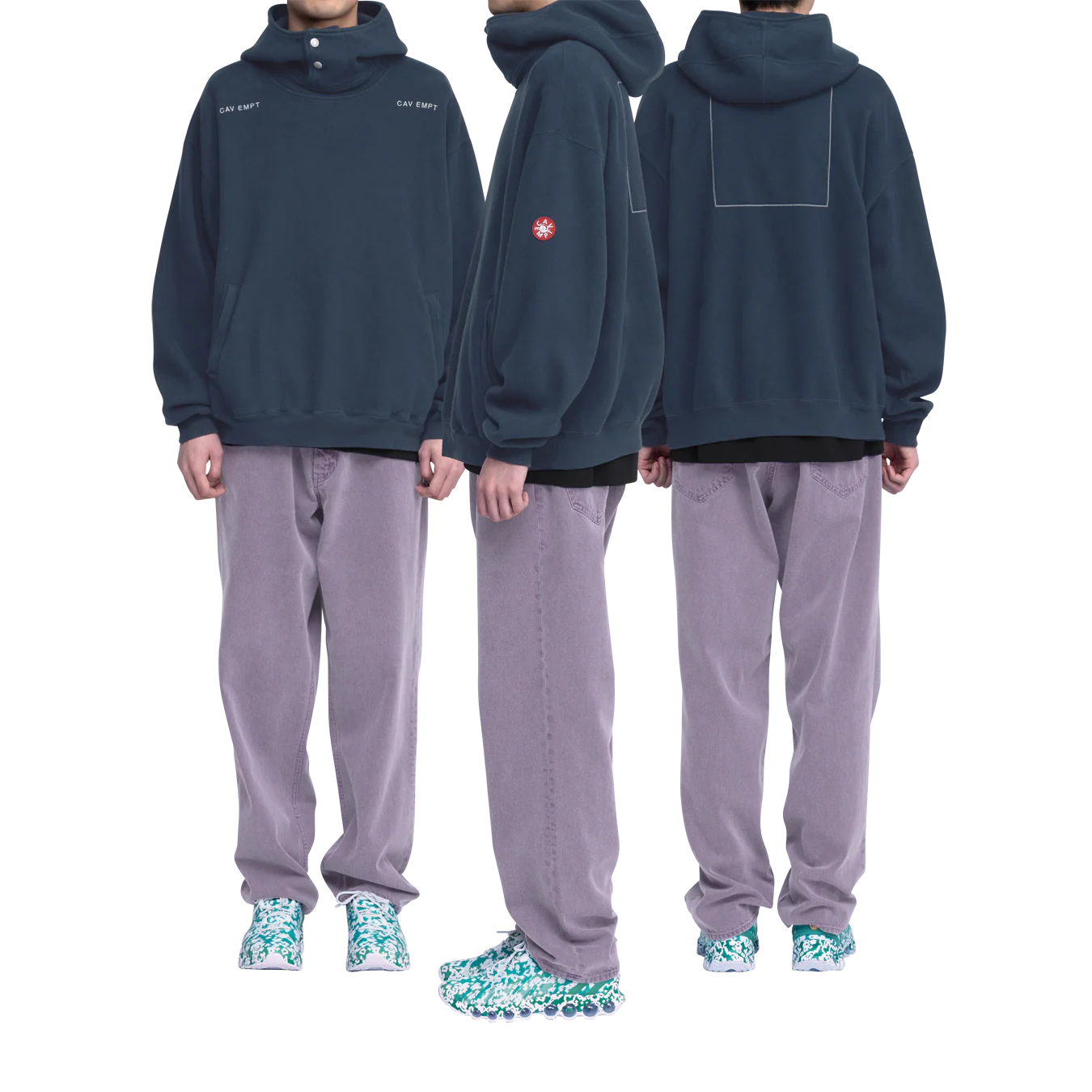 CES28CS17 NECK SNAP DBL KNIT HOODY NAVY