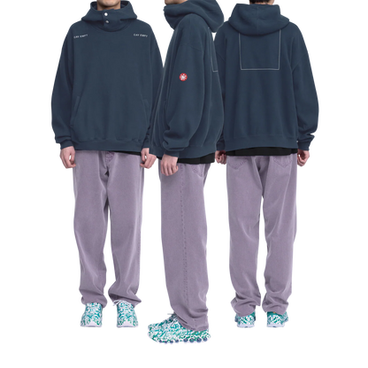 CES28CS17 NECK SNAP DBL KNIT HOODY NAVY