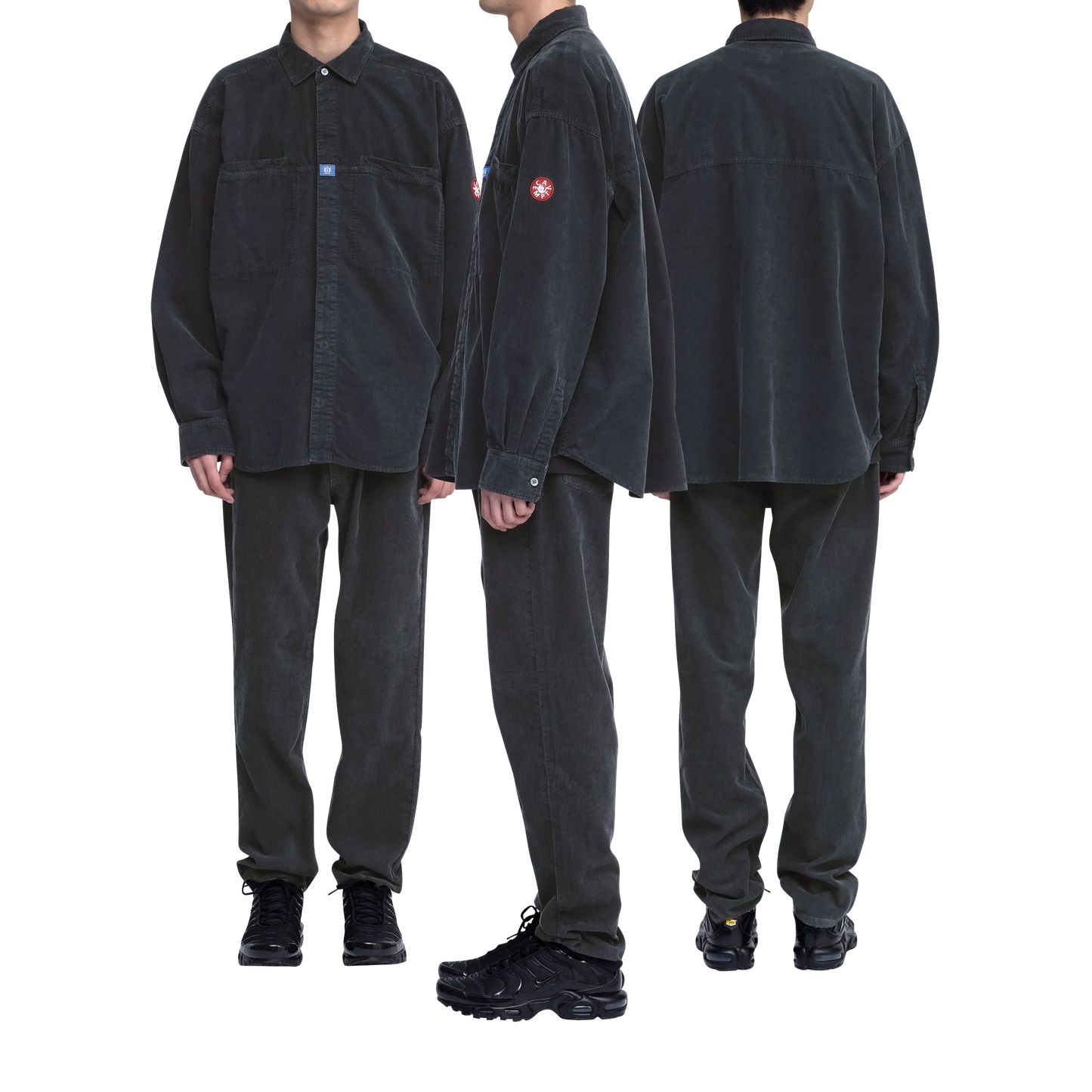 CES28SH03 OVERDYE CORD DESIGN BIG SHIRT CHARCOAL