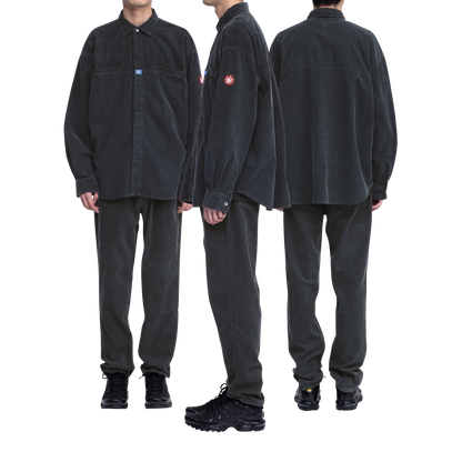 CES28SH03 OVERDYE CORD DESIGN BIG SHIRT CHARCOAL