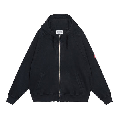 CES29CS14 WIDE RIB BIG HEAVY ZIP HOODY BLACK
