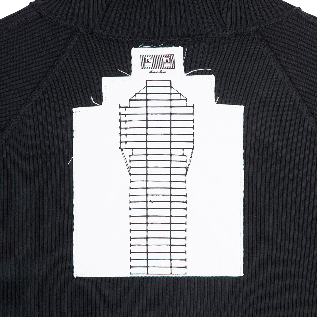 CES29CS14 WIDE RIB BIG HEAVY ZIP HOODY BLACK
